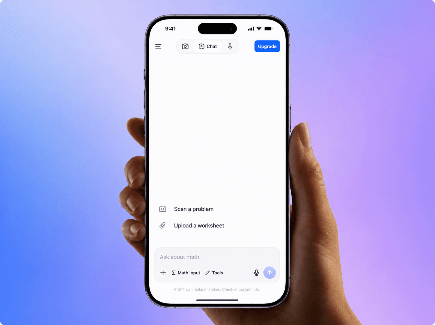 PiGPT running on iPhone, showing the solver screen